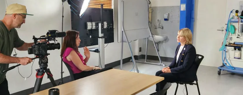Dr Katharine Bassett being filmed for the ABC&rsquo;s The Business in a hospital setting