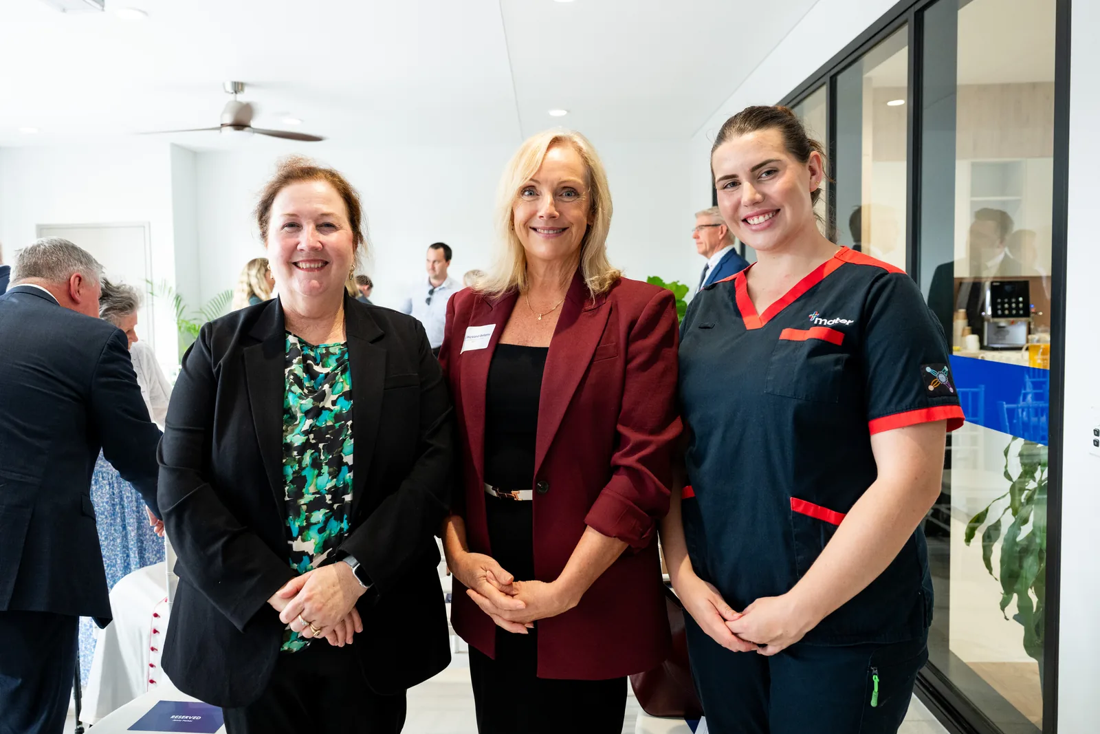 Jenny Parker with Julia Strickland-Bellamy and Rebekah Barrie at the blessing of Mater&rsquo;s new baby unit